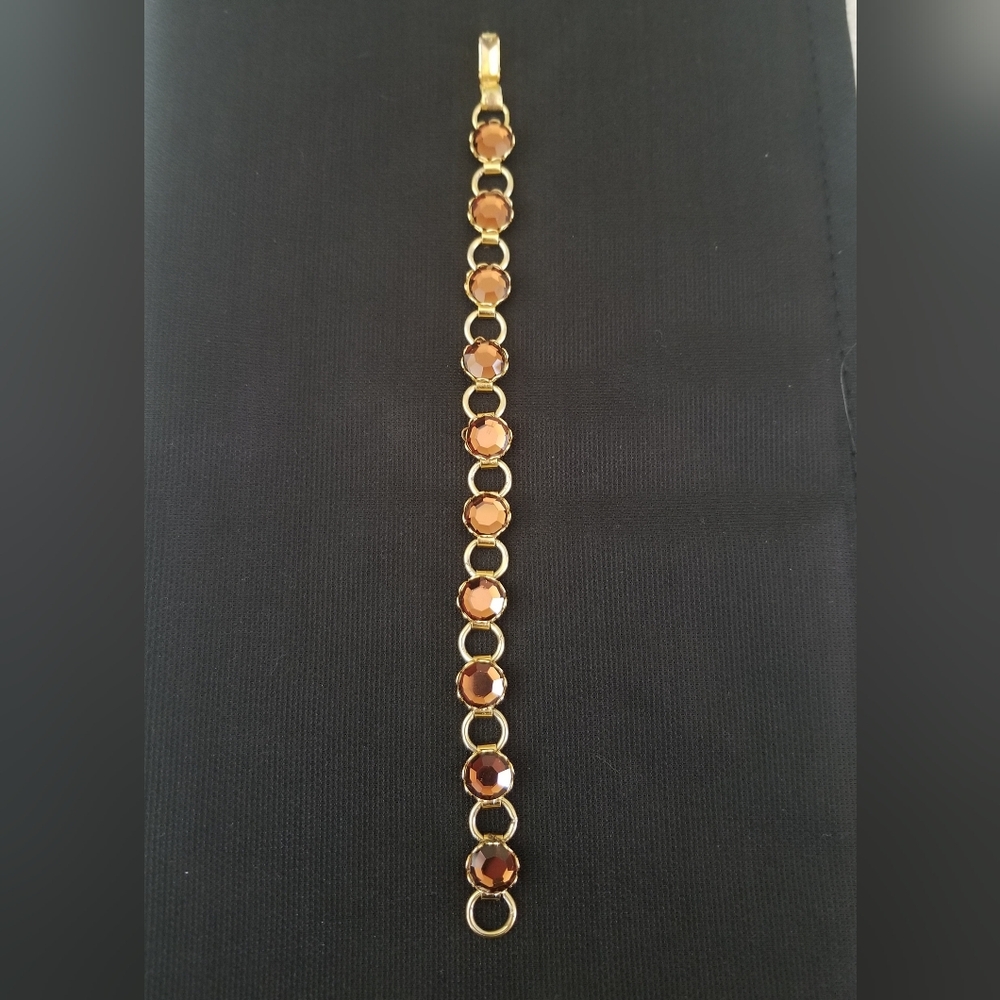 Vintage Faceted Smokey Quartz Bracelet 7" With 10 Stones Each 10mm Wide & Long. - Picture 2 of 4